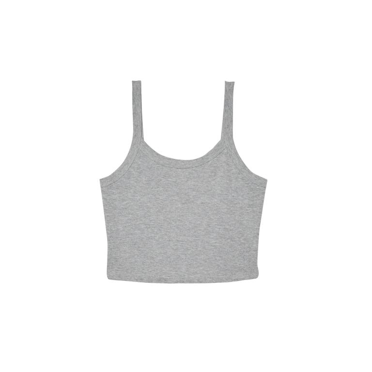 Women’s micro rib spaghetti strap tank Athletic Heather