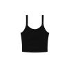 Women’s micro rib spaghetti strap tank Solid Black Blend