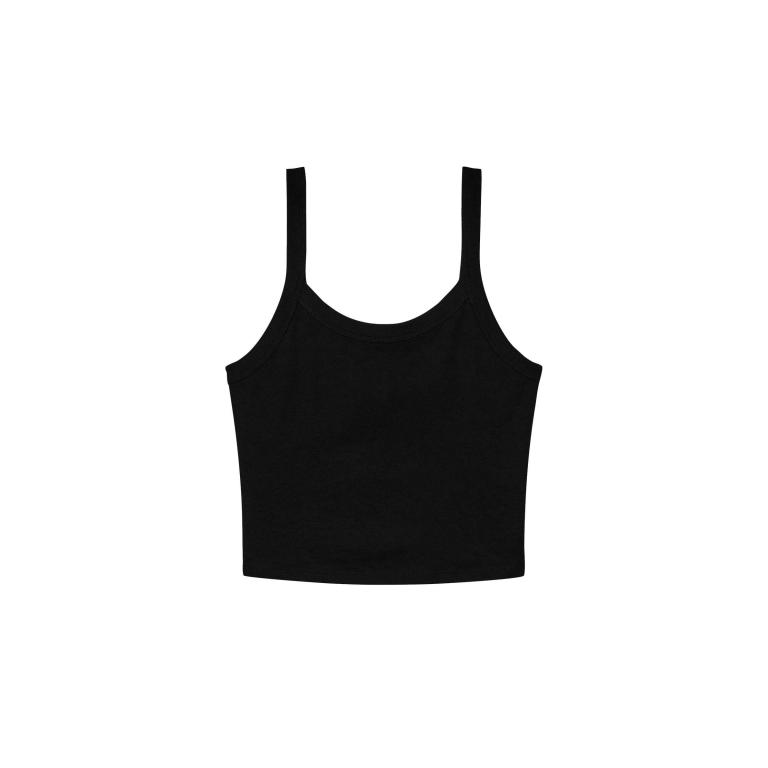 Women’s micro rib spaghetti strap tank Solid Black Blend