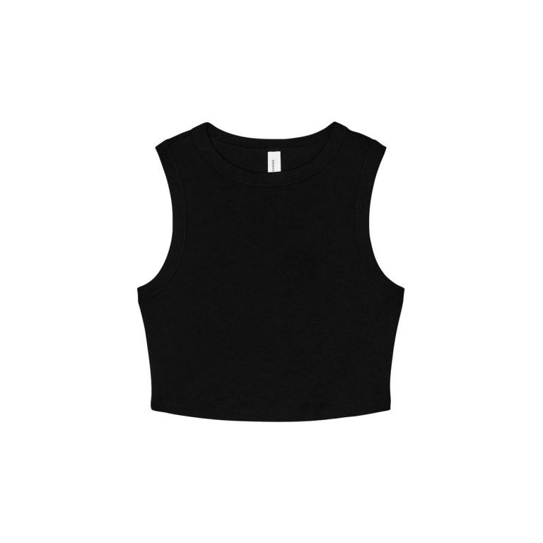 Women’s micro rib muscle crop tank Solid Black Blend