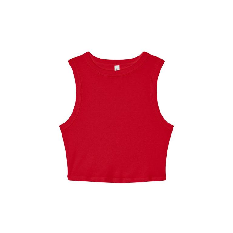 Women’s micro rib muscle crop tank Solid Red Blend