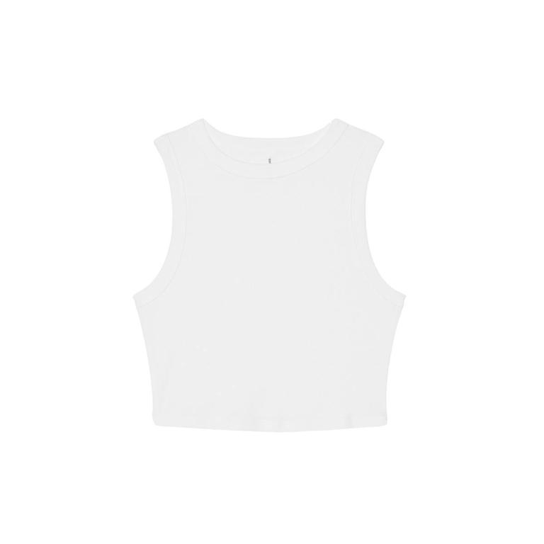 Women’s micro rib muscle crop tank Solid White Blend