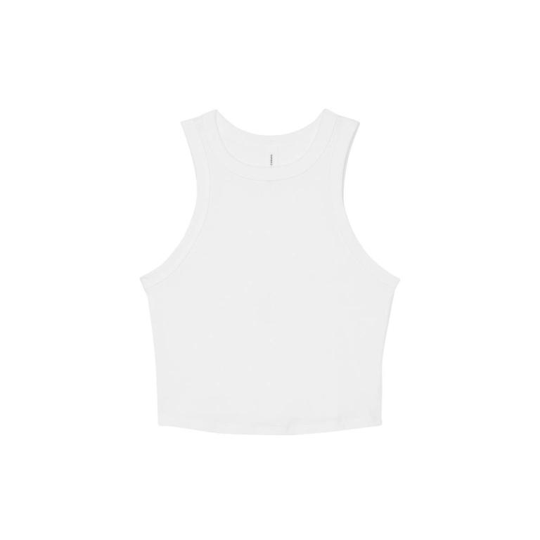 Women’s micro rib racer tank Solid White Blend