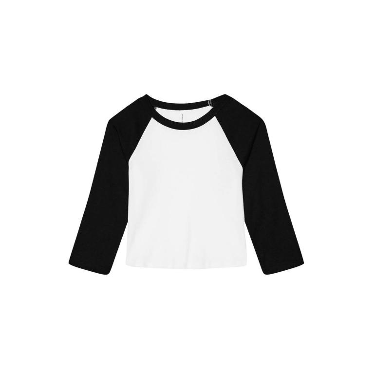 Women’s micro rib 3/4 raglan baby t-shirt White/Black