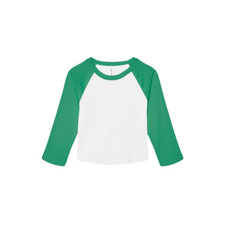 Women’s micro rib 3/4 raglan baby t-shirt White/Kelly