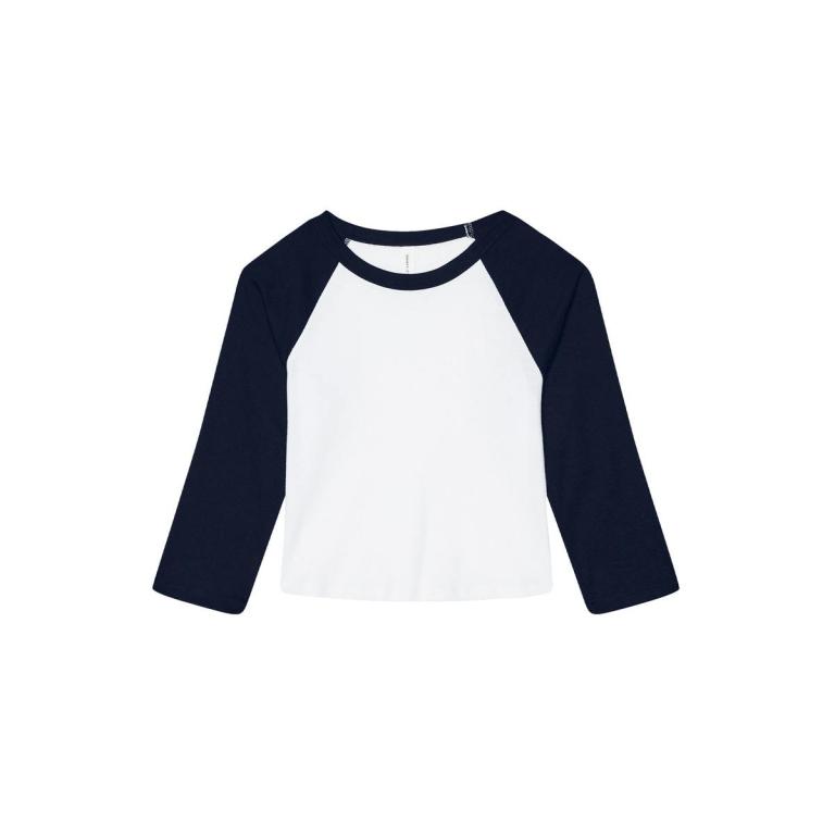 Women’s micro rib 3/4 raglan baby t-shirt White/Navy