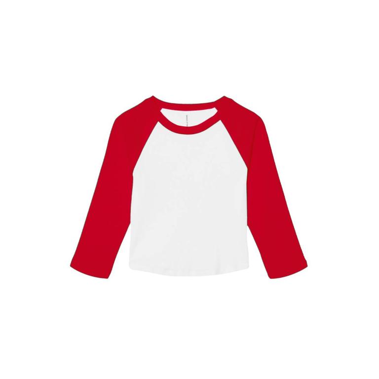 Women’s micro rib 3/4 raglan baby t-shirt White/Red