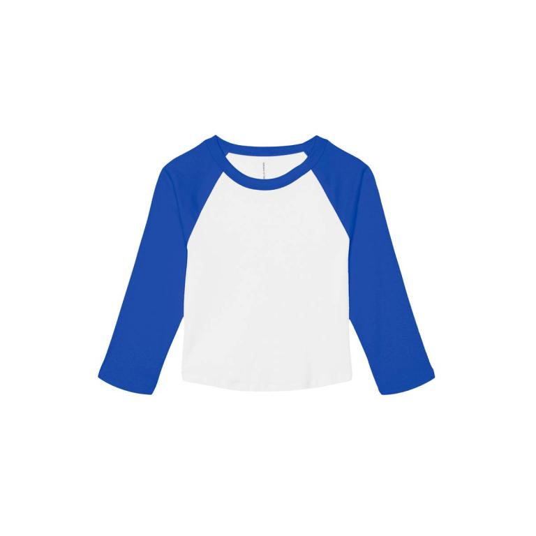 Women’s micro rib 3/4 raglan baby t-shirt White/True Royal