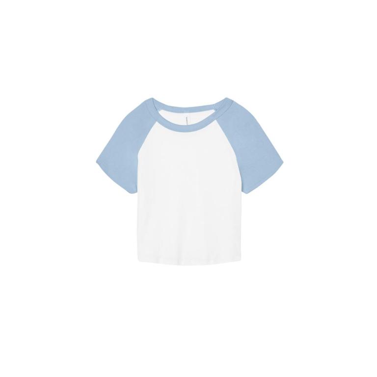 Women’s micro rib raglan baby t-shirt White/Baby Blue