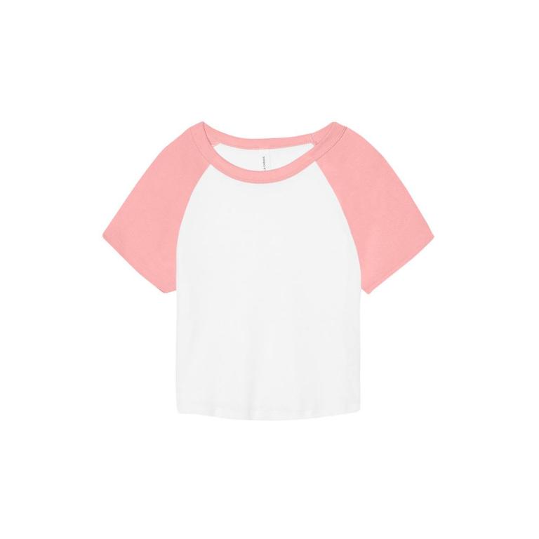 Women’s micro rib raglan baby t-shirt White/Pink