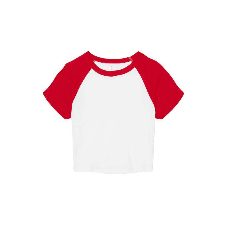 Women’s micro rib raglan baby t-shirt White/Red