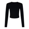 Women’s micro rib long sleeve baby t-shirt Solid Black Blend