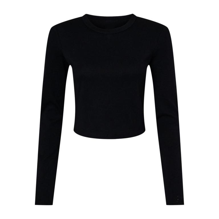 Women’s micro rib long sleeve baby t-shirt Solid Black Blend