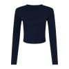 Women’s micro rib long sleeve baby t-shirt Solid Navy Blend