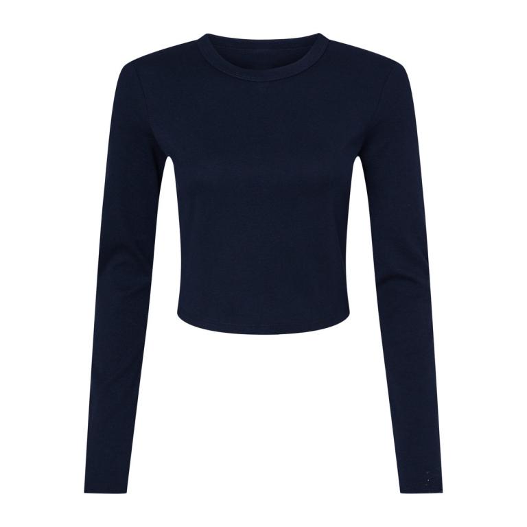 Women’s micro rib long sleeve baby t-shirt Solid Navy Blend