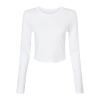 Women’s micro rib long sleeve baby t-shirt Solid White Blend