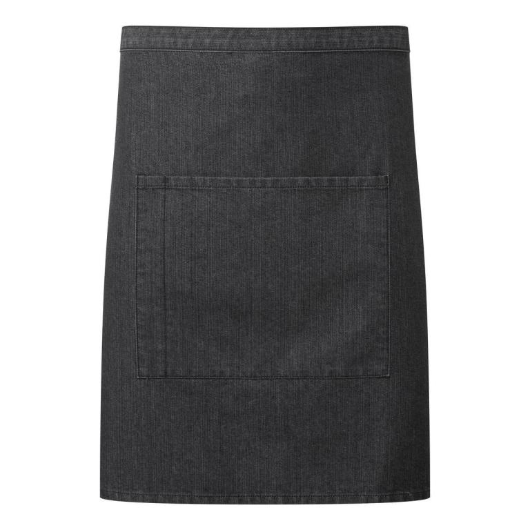 ‘Colours collection’ mid-length pocket apron Black Denim