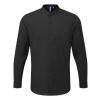 Banded collar grandad long sleeve shirt Black