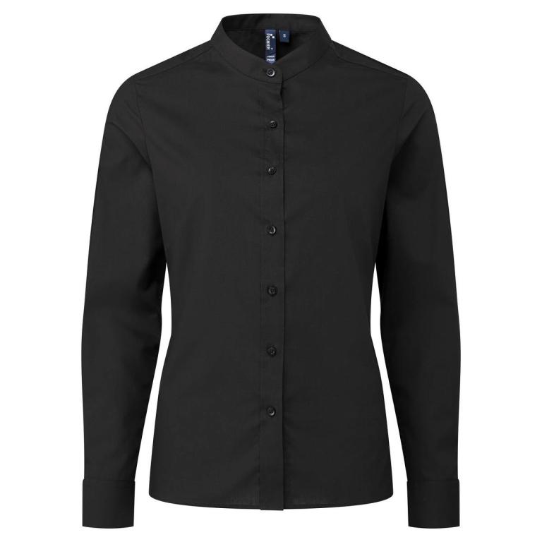 Women's banded collar 'grandad' shirt Black