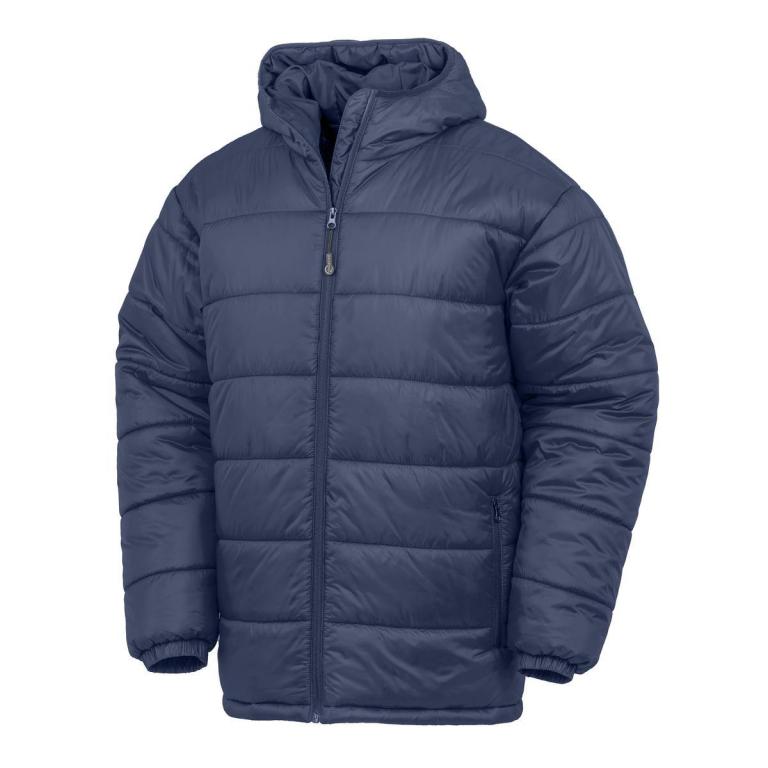 Recycled hooded padded parka Navy