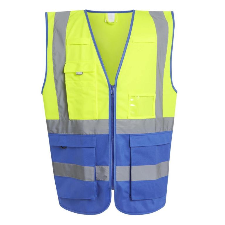 Pro hi-vis executive vest Yellow/Royal Blue